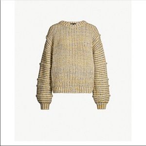 MAJE 18Maous Knitted Oversized Wool Sweater Multicolour Yellow Bell Sleeves